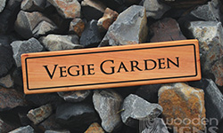 vegie garden sign macrocarpa wood carved 500 x 140
